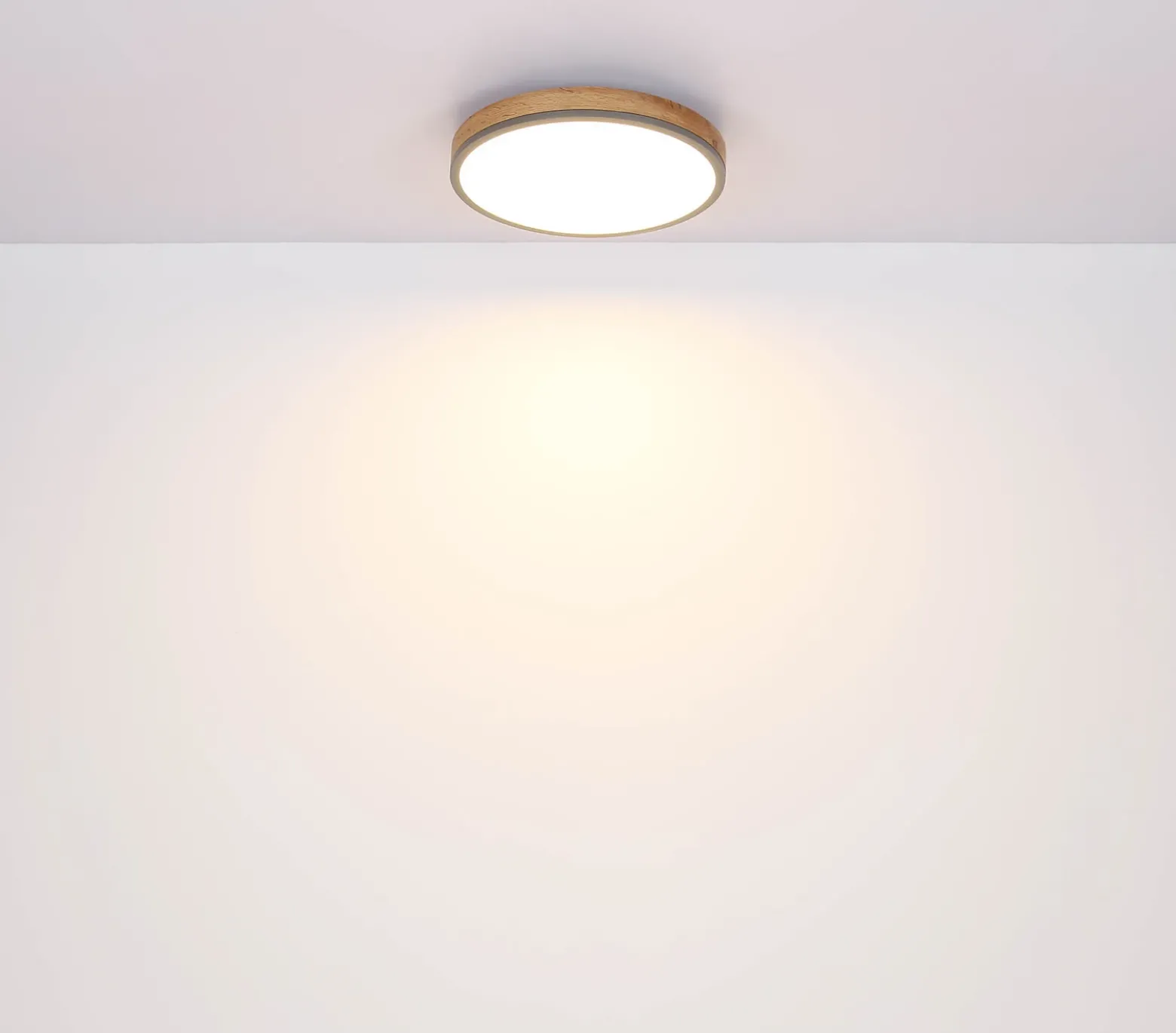 Lámpara LED de techo Doro, Ø 45 cm, grafito oscuro/madera, madera, 830