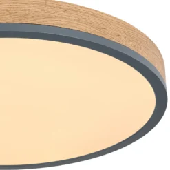 Lámpara LED de techo Doro, Ø 45 cm, grafito oscuro/madera, madera, 830