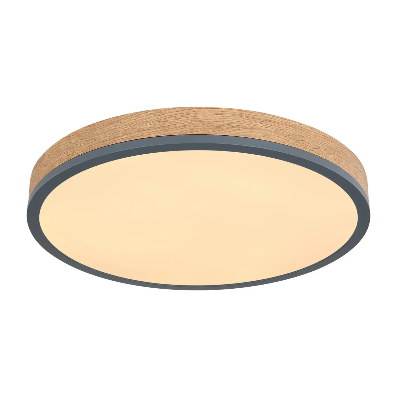 Lámpara LED de techo Doro, Ø 45 cm, grafito oscuro/madera, madera, 830