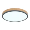 Lámpara LED de techo Doro, Ø 45 cm, grafito oscuro/madera, madera, CCT