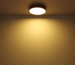 Lámpara LED de techo Doro, Ø 45 cm, grafito oscuro/madera, madera, CCT