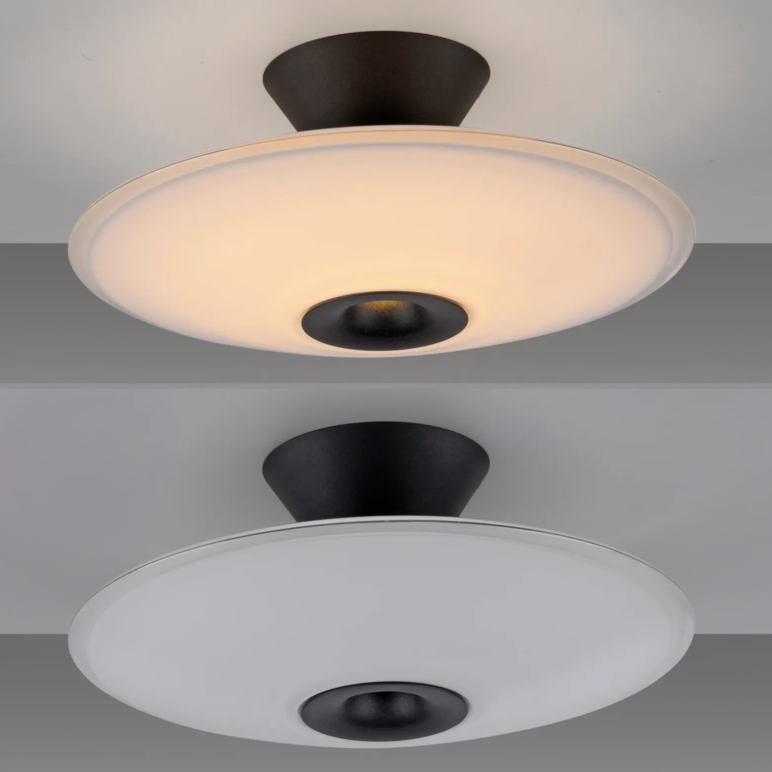 Lámpara LED de techo Elipsa de Paul Neuhaus, blanco/negro, Ø 35 cm