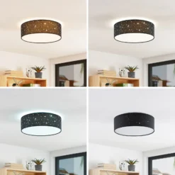 Lámpara LED de techo Ellamina de Lindby, 40 cm, negra, textil
