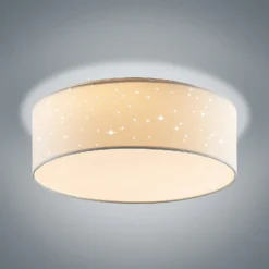 Lámpara LED de techo Ellamina de Lindby, 40 cm, blanca, textil