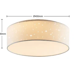 Lámpara LED de techo Ellamina de Lindby, 40 cm, blanca, textil