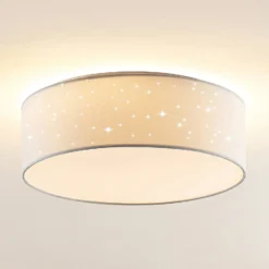 Lámpara LED de techo Ellamina de Lindby, 40 cm, blanca, textil