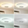 Lámpara LED de techo Elpida de Lindby, altavoz, blanco, Ø 39 cm
