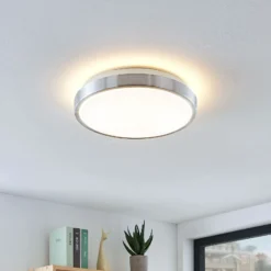 Lámpara LED de techo Emelie de Lindby, Ø 27 cm, color aluminio, metal
