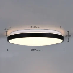 Lámpara LED de techo Fena, negro mate, Ø 38 cm, metal, IP44