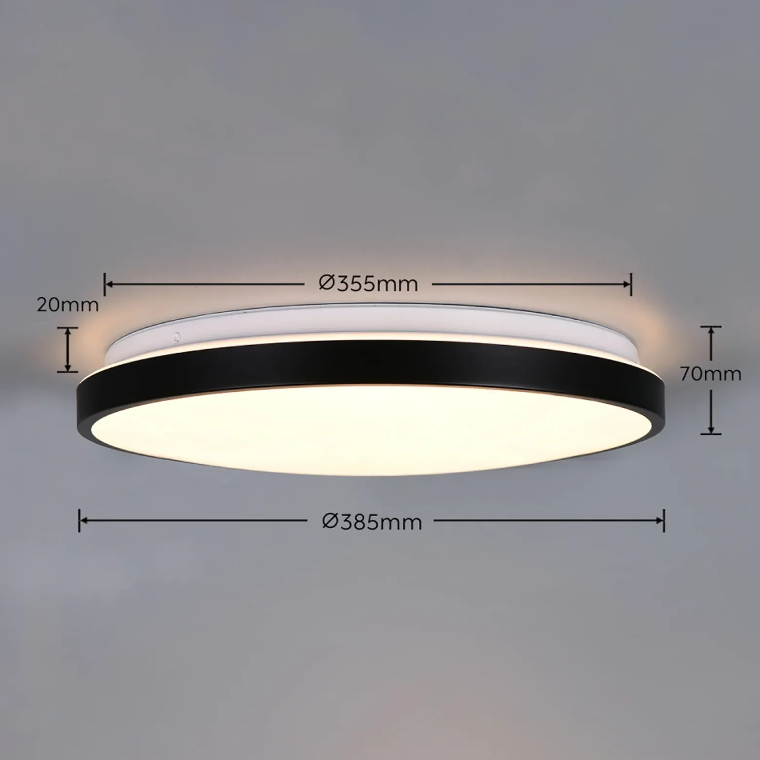 Lámpara LED de techo Fena, negro mate, Ø 38 cm, metal, IP44