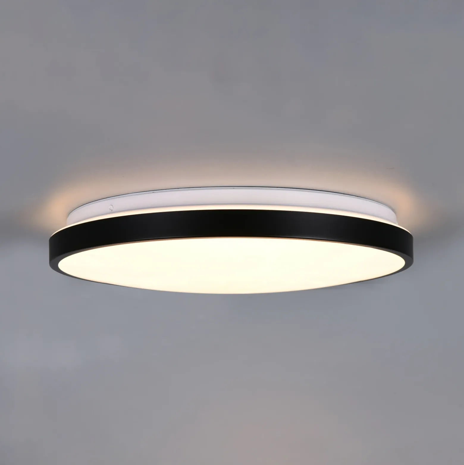 Lámpara LED de techo Fena, negro mate, Ø 38 cm, metal, IP44