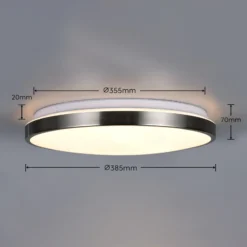 Lámpara LED de techo Fena, níquel mate, Ø 38 cm, metal, IP44