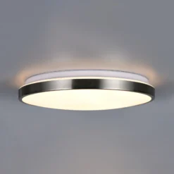 Lámpara LED de techo Fena, níquel mate, Ø 38 cm, metal, IP44