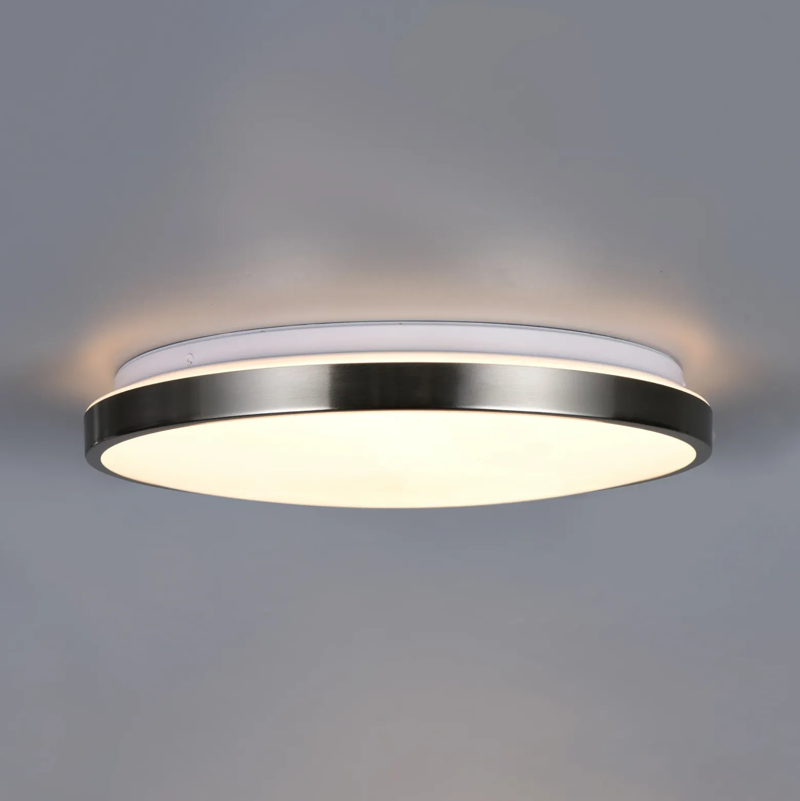 Lámpara LED de techo Fena, níquel mate, Ø 38 cm, metal, IP44