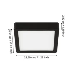 Lámpara LED de techo Fueva 5, IP20 negro 28,5 x 28,5 cm