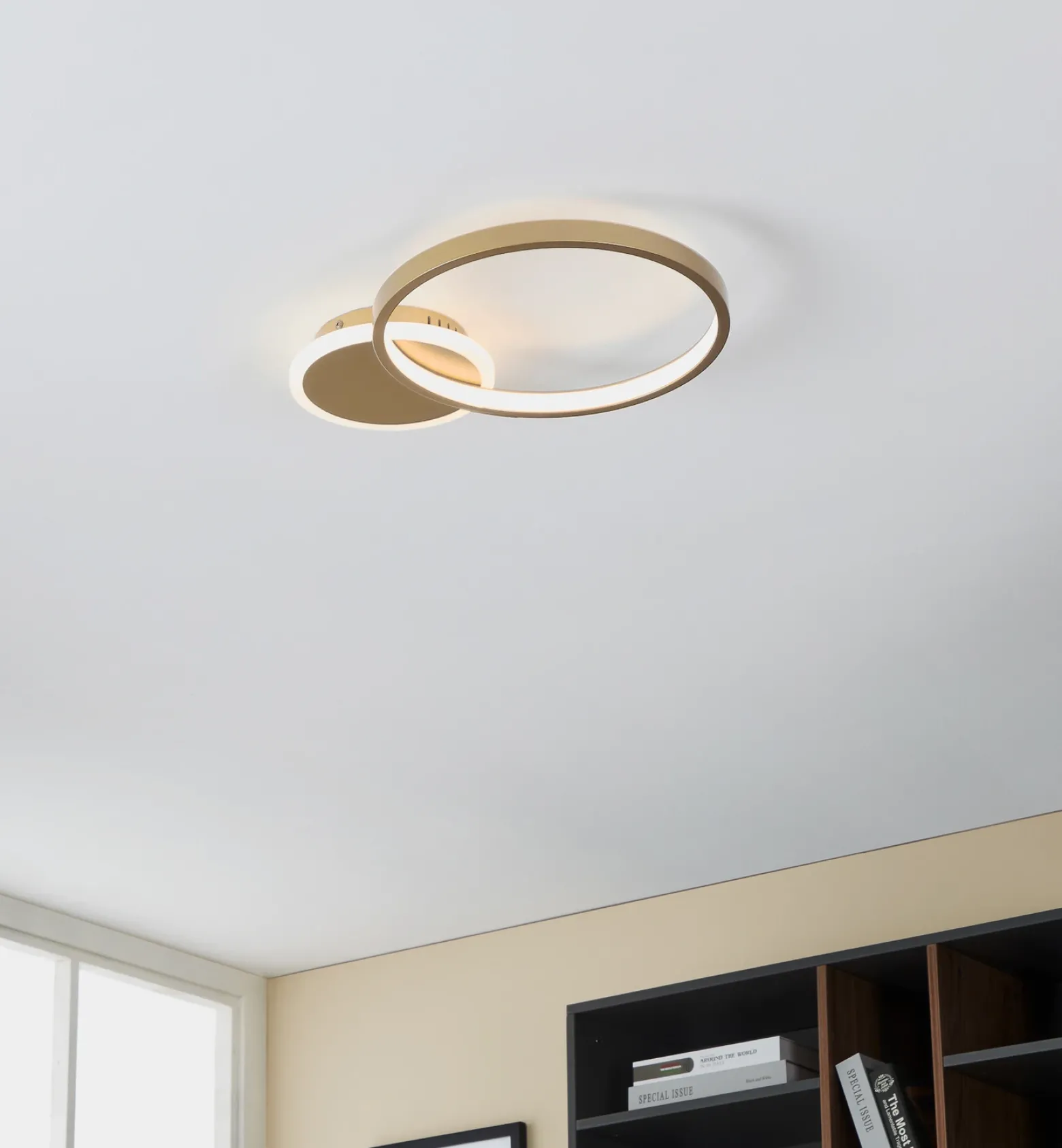 Lámpara LED de techo Gafares, oro, aluminio, 41 cm control remoto CCT