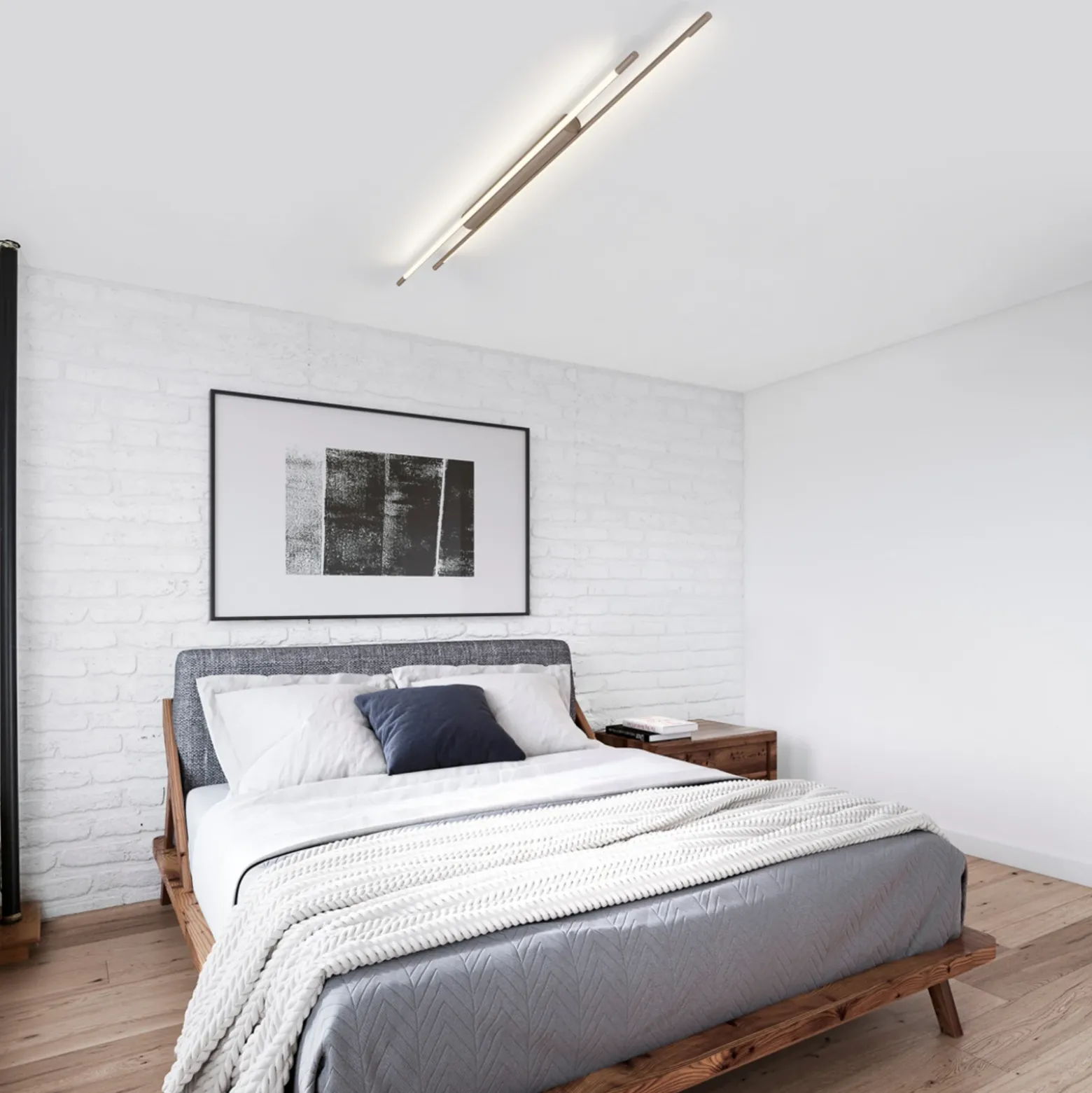 Lámpara LED de techo Helestra LEDA, marrón, longitud 150 cm, atenuable