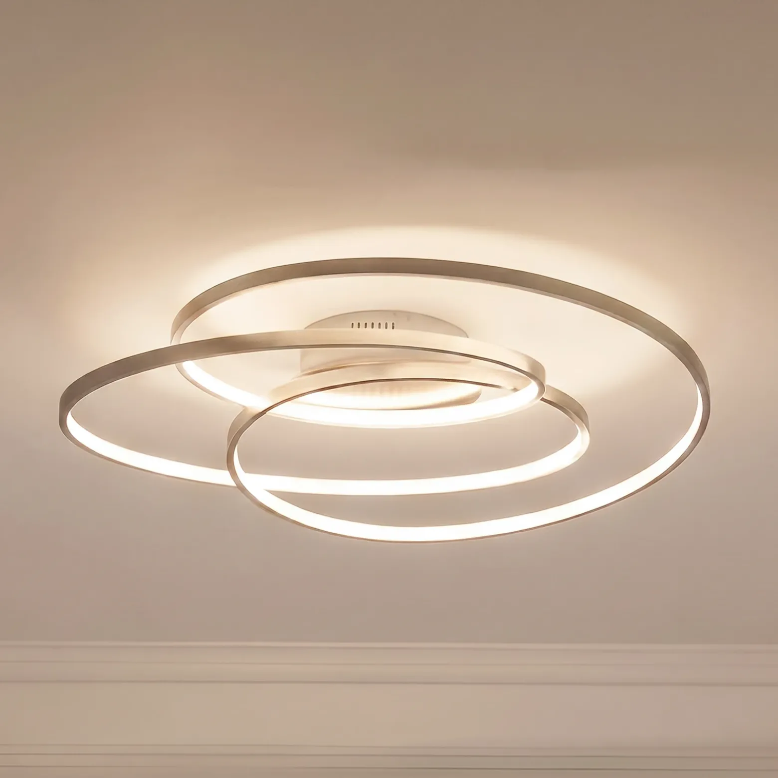 Lámpara LED de techo Joline de Lindby, Ø 60 cm, color níquel, metal
