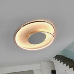 Lámpara LED de techo Joline de Lindby, juego de 2, Ø 46 cm, color cromo