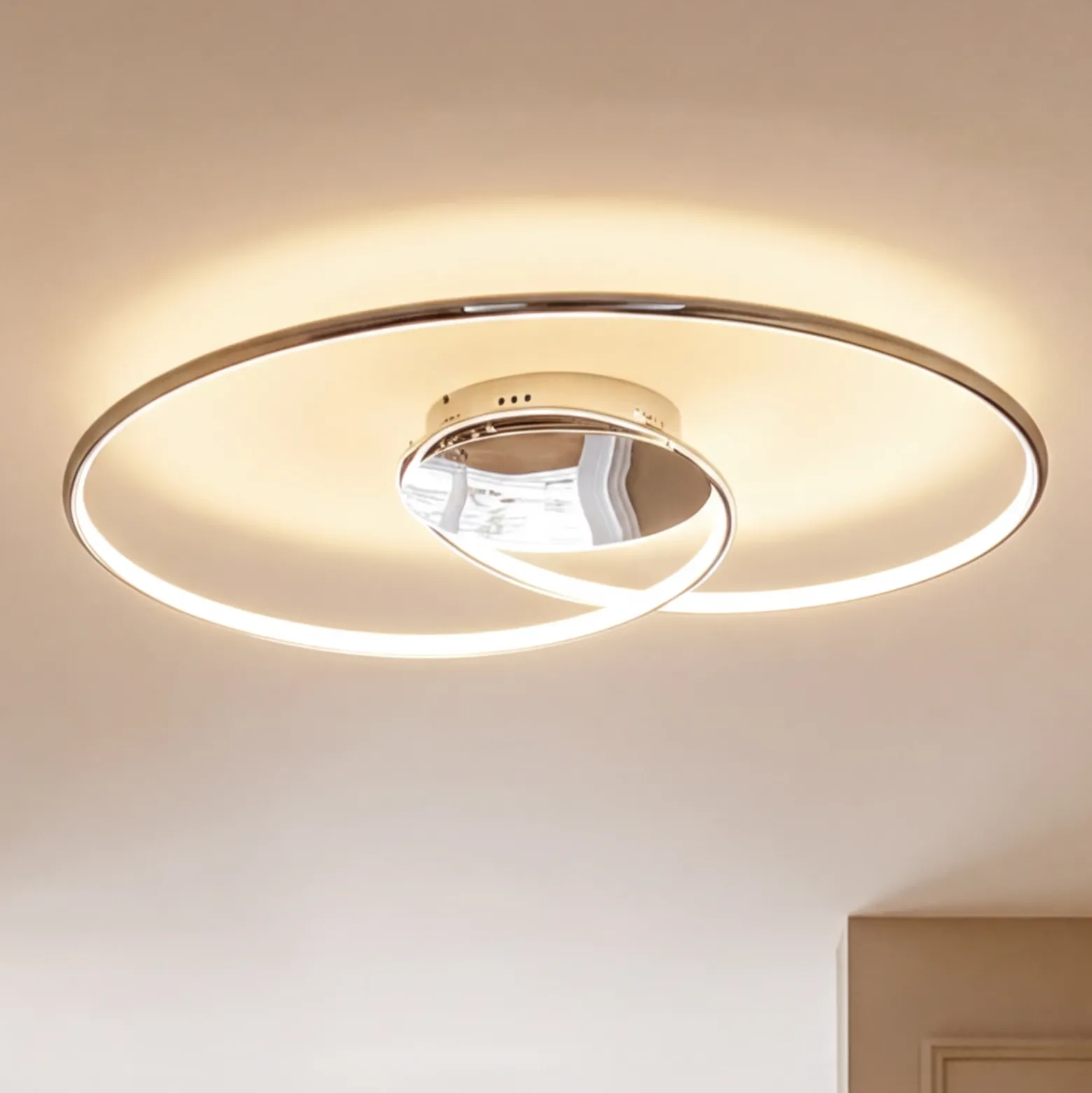 Lámpara LED de techo Joline de Lindby, Ø 74 cm, color cromo, metal