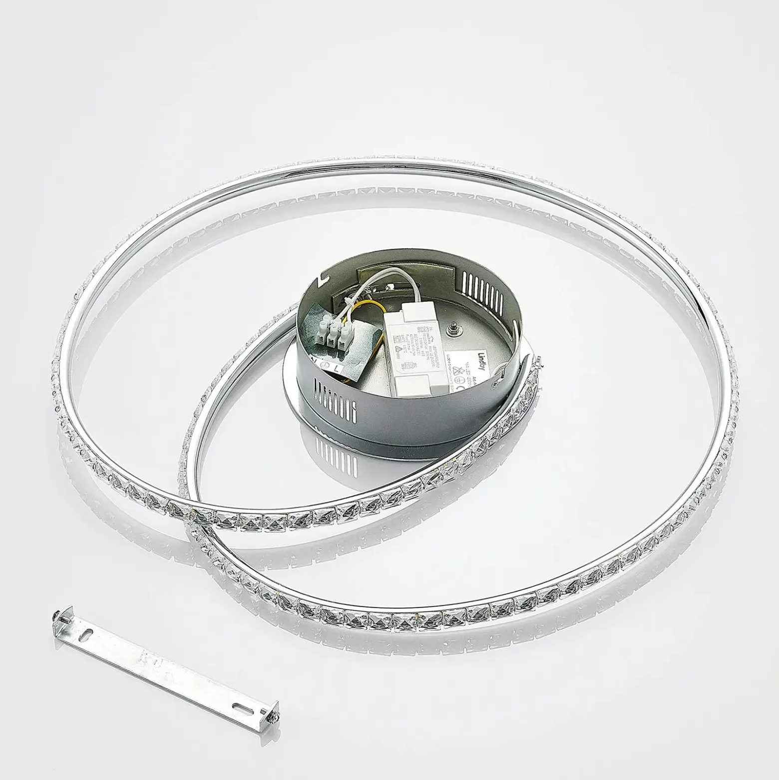 Lámpara LED de techo Joline de Lindby, Ø 45 cm, cristales, metal