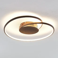 Lámpara LED de techo Joline de Lindby, Ø 45 cm, marrón óxido, metal