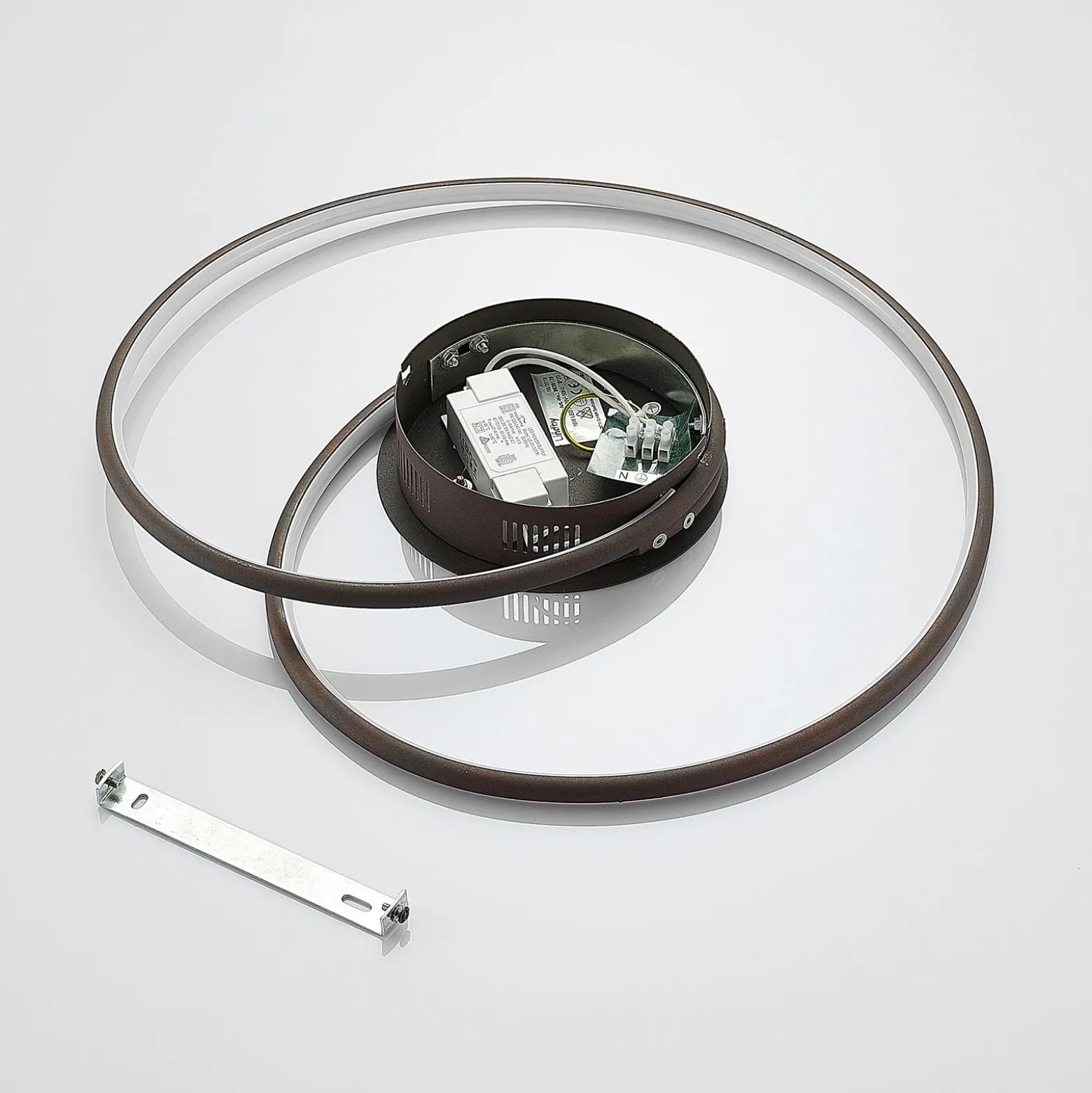 Lámpara LED de techo Joline de Lindby, Ø 45 cm, marrón óxido, metal