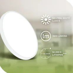 Lámpara LED de techo Kaida, blanca, Ø 38 cm, EEC A, 4000 K