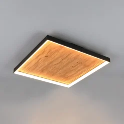 lámpara LED de techo Kalea, longitud 45 cm, color madera, madera