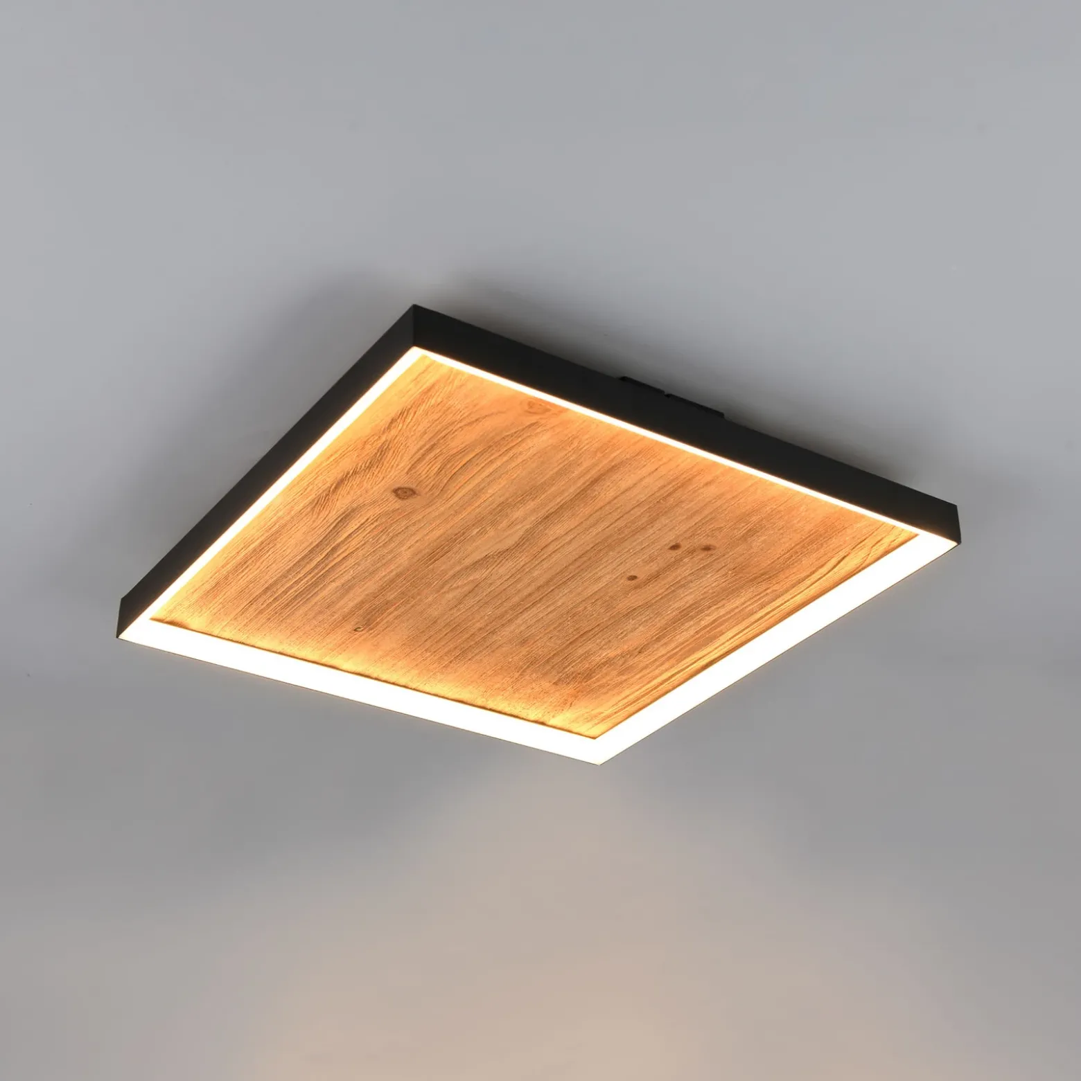 lámpara LED de techo Kalea, longitud 45 cm, color madera, madera