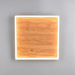 lámpara LED de techo Kalea, longitud 45 cm, color madera, madera