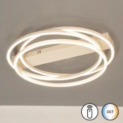 Lámpara LED de techo Kiku, Ø 56 cm, color arena, metal, CCT