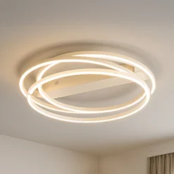 Lámpara LED de techo Kiku, Ø 56 cm, color arena, metal, CCT