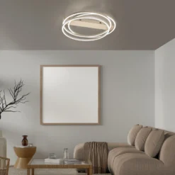 Lámpara LED de techo Kiku, Ø 56 cm, color arena, metal, CCT