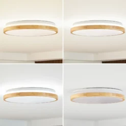 Lámpara LED de techo Lindby Emiva, Ø 49 cm, CCT, madera