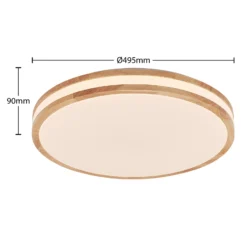 Lámpara LED de techo Lindby Emiva, 50 cm, madera clara, CCT