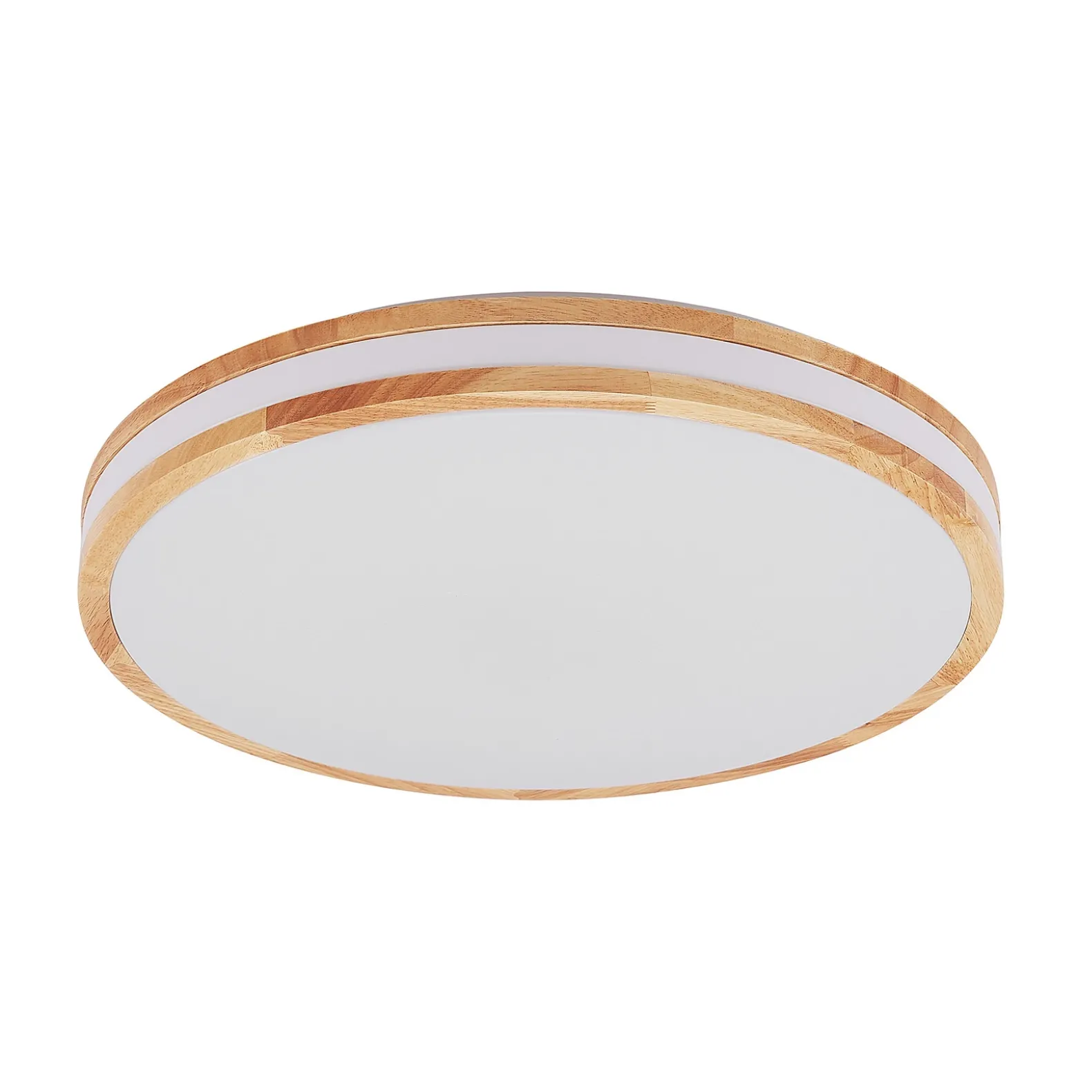 Lámpara LED de techo Lindby Emiva, 50 cm, madera clara, CCT