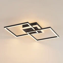 Lámpara LED de techo Lindby Fjardo, angular, negra, CCT, control remoto