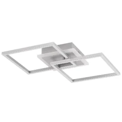 Lámpara LED de techo Lindby Fjardo, angular, plata, CCT, control remoto