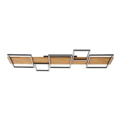 Lámpara LED de techo Lindby Galad, negra, madera, 5 luces, 140 cm
