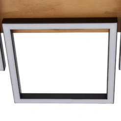 Lámpara LED de techo Lindby Galad, negra, madera, 5 luces, 140 cm