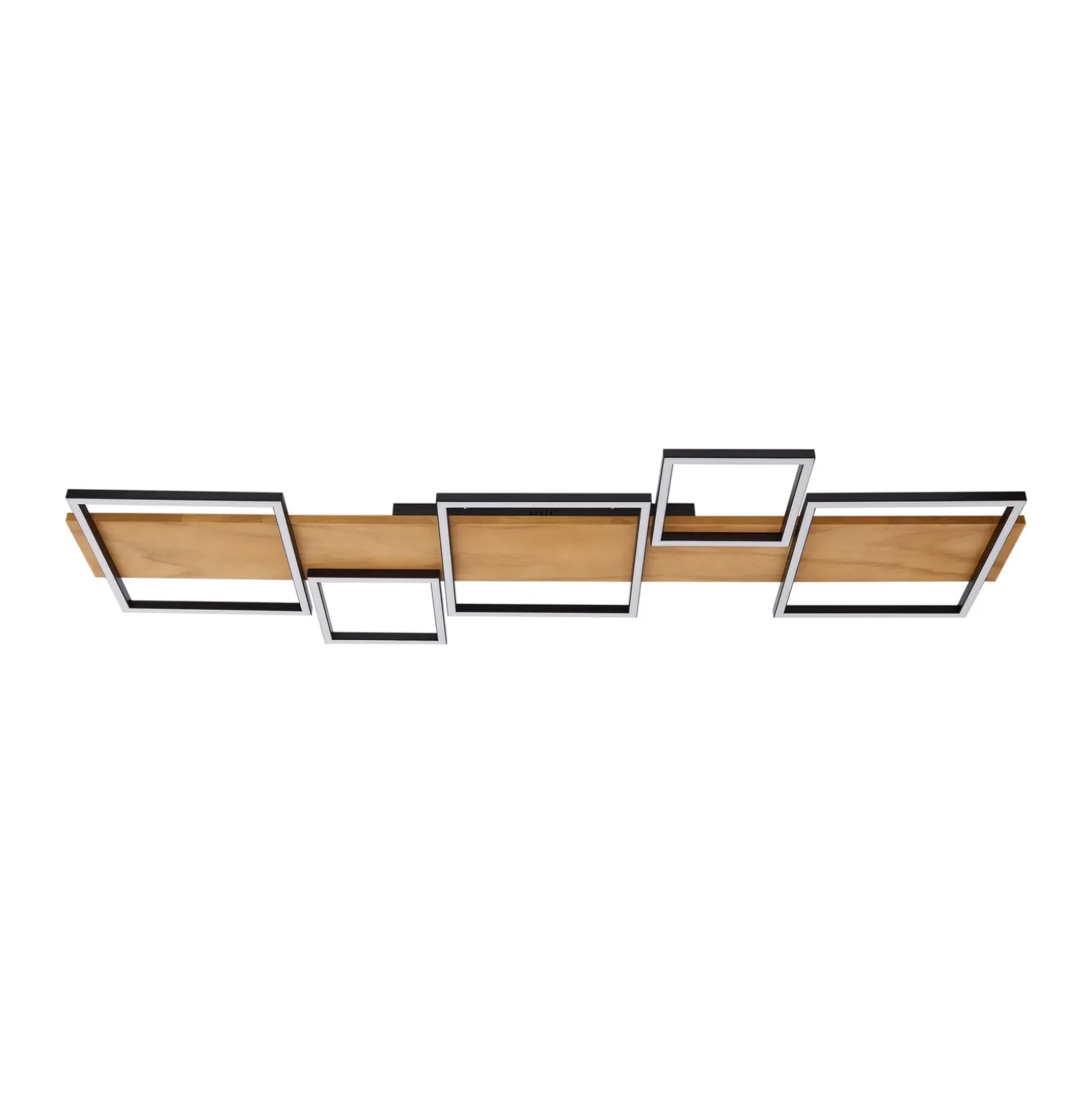 Lámpara LED de techo Lindby Galad, negra, madera, 5 luces, 140 cm