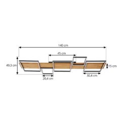 Lámpara LED de techo Lindby Galad, negra, madera, 5 luces, 140 cm