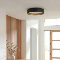 Lámpara LED de techo Lindby Gracjan, negra, metal, CCT, Ø 45 cm
