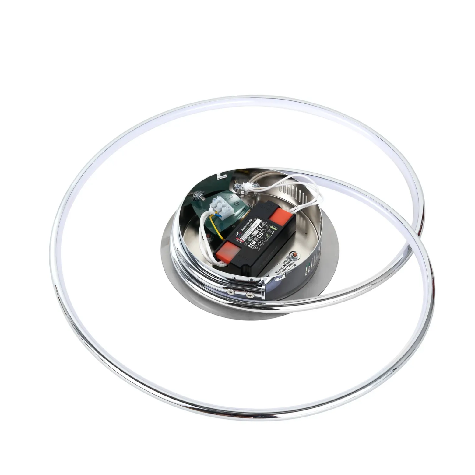 Lámpara LED de techo Lindby Joline, Ø 45 cm, color cromado, metal