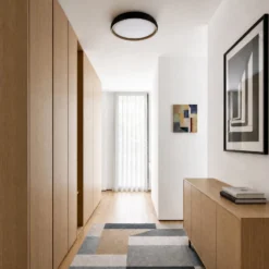 Lámpara LED de techo Lindby Jovian, negra, Ø 40 cm, CCT, atenuable