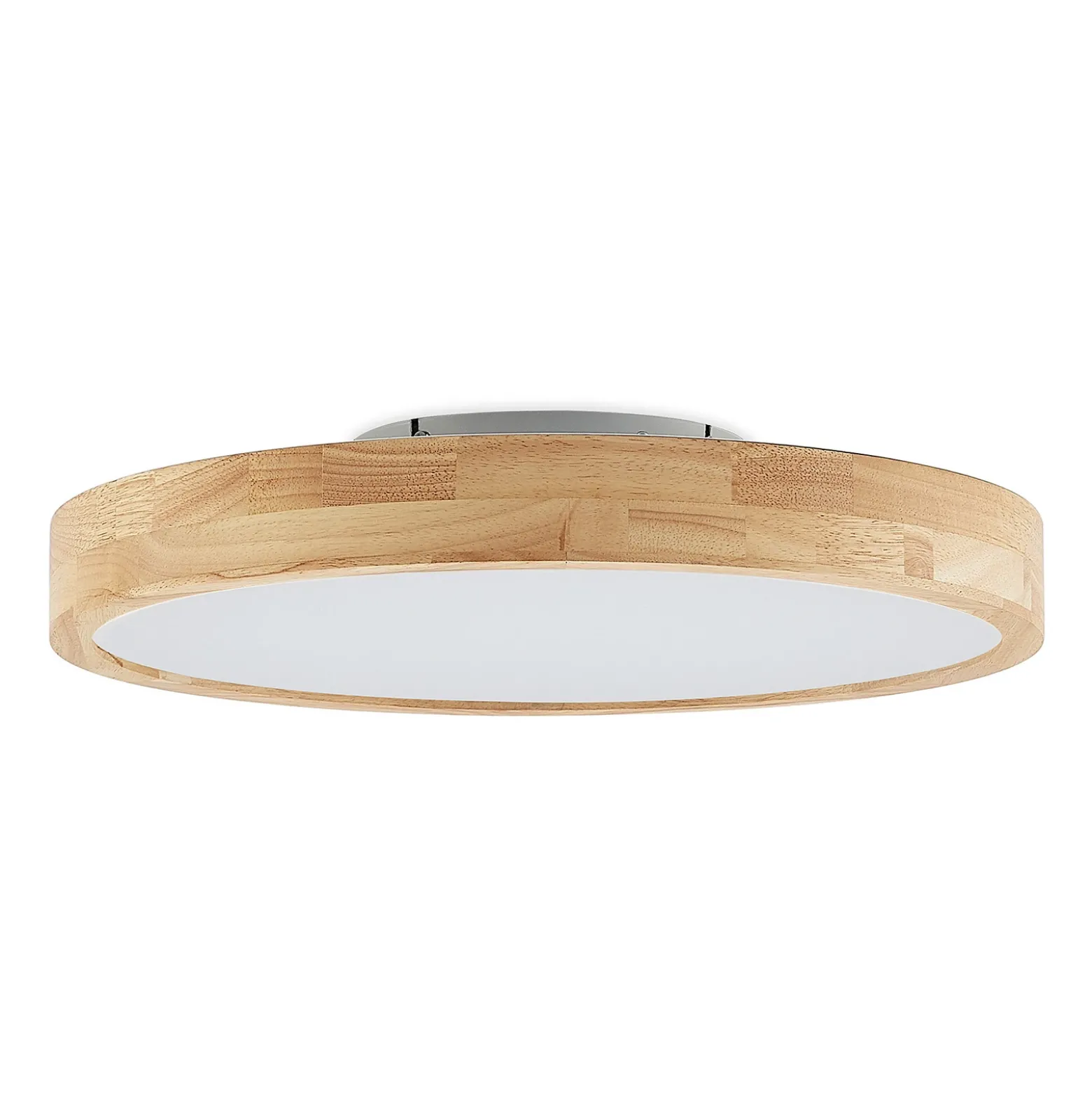 Lámpara LED de techo Lindby Lanira, Ø 50 cm, madera, control remoto, CCT