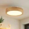 Lámpara LED de techo Lindby Lanira, Ø 30 cm, madera, control remoto, CCT