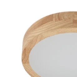 Lámpara LED de techo Lindby Lanira, Ø 30 cm, madera, control remoto, CCT