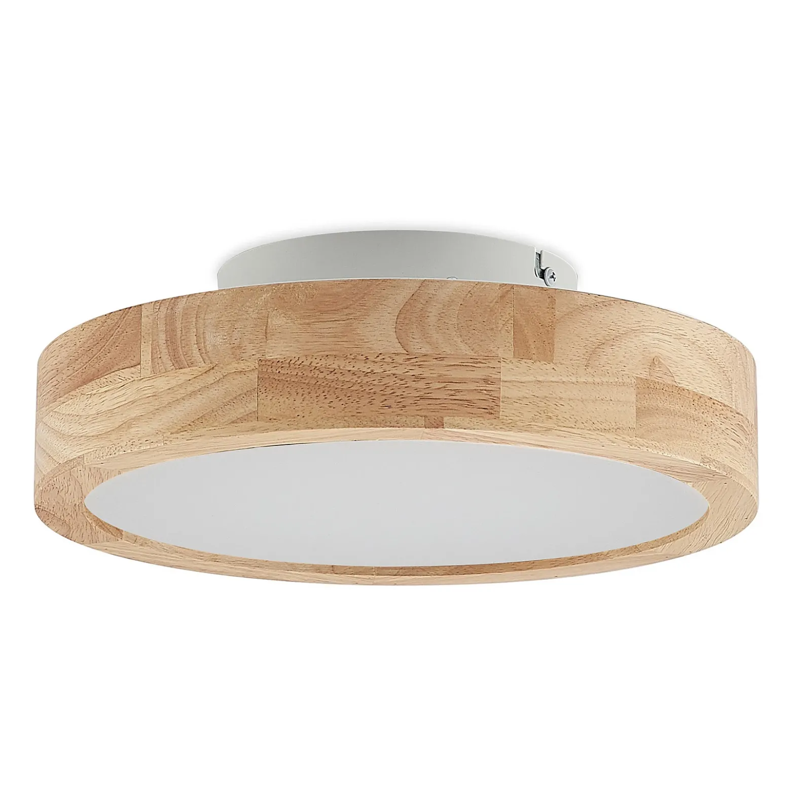 Lámpara LED de techo Lindby Lanira, Ø 30 cm, madera, control remoto, CCT